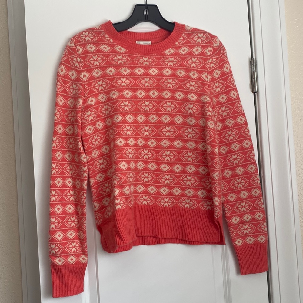 Women’s GAP pink peach sweater fair isle pattern NWT
